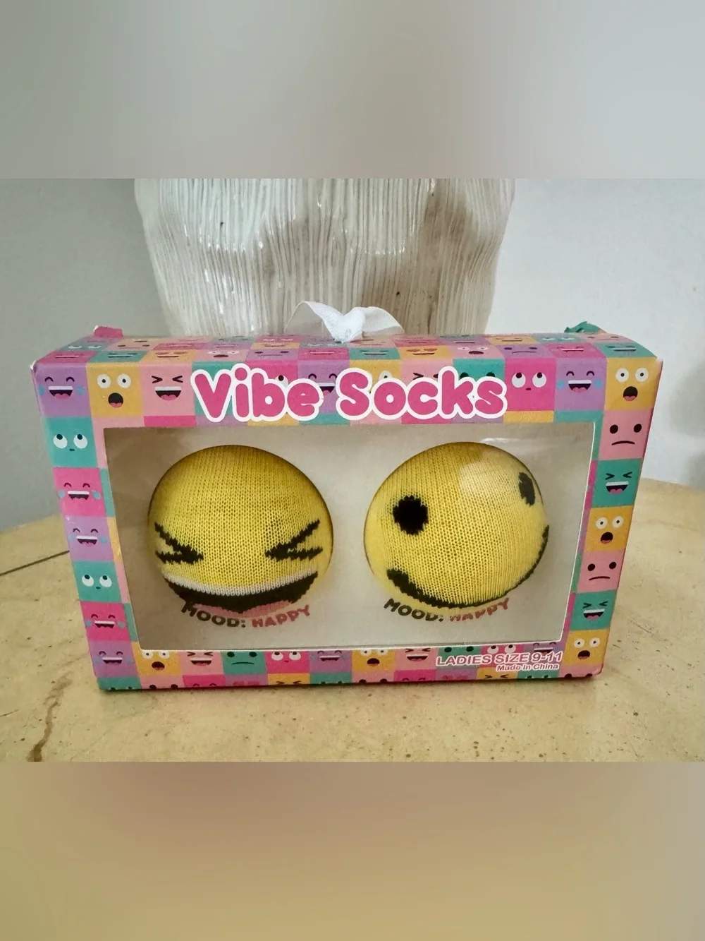 Yellow Emoji Crew Socks - 2 Pack NEW